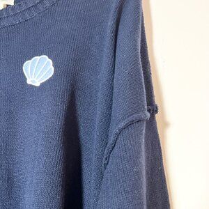 Happily Grey Navy Seashell Sweater – XL